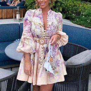 ZIMMERMANN Lyrical belted floral-print linen mini dress